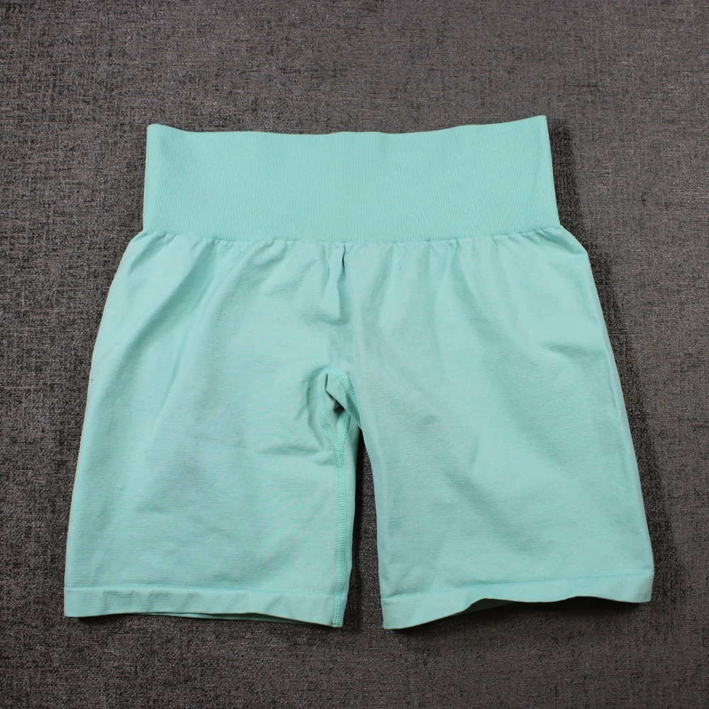 NVGTN Womens Mint Green Seamless High Waisted Biker Shorts Size L Gym Workout - Picture 2 of 9